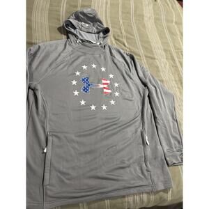 Under Armour Freedom Pullover Hoodie Gray USA Patriotic Stars Stripes Men’s XL